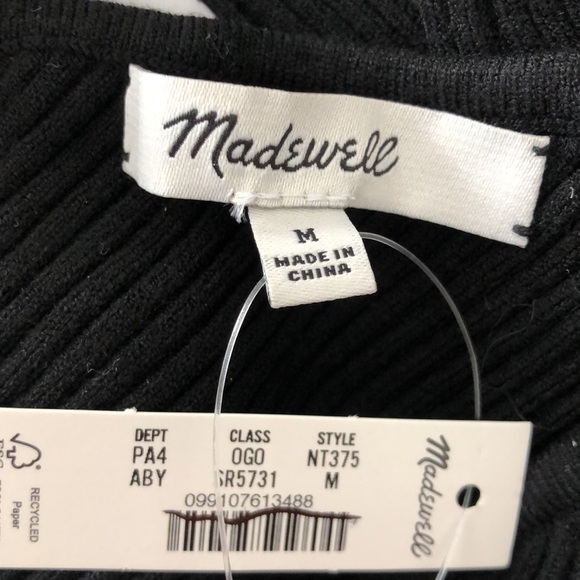 Madewell The Signature Knit Dress V Neck Midi Dress Abyss Black M NWT - Picture 6 of 9